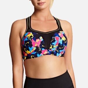 Panache Underwire Sports Bra Size 32G 5021A Electric Print Black Multi Color